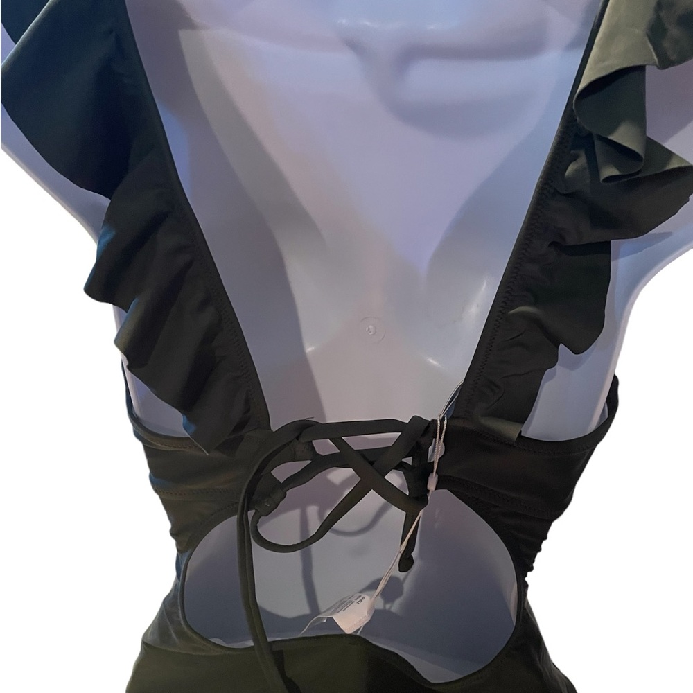 Olive Ruffle One-Piece Swimsuit - Picture 4 of 6